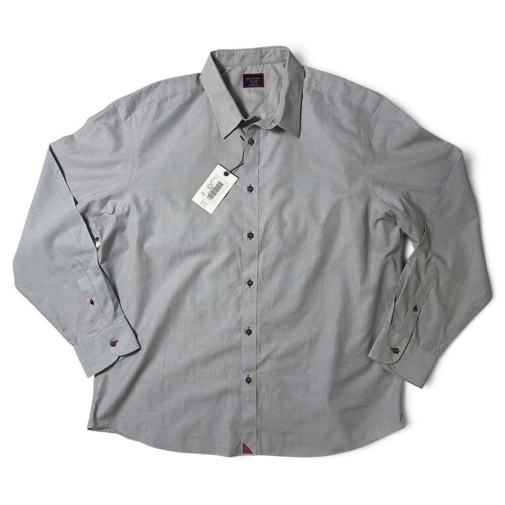 UNTUCKit Rubican Wrinkle Free Shirt Mens Size XXL Gray Red Stitching NWT